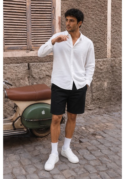 Respire Erkek Nefes Alabilen Oversize Modal Gömlek Beyaz