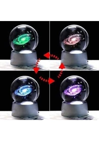 Toz Bulutu Kristal Cam Küre Renk Değiştiren Led Işıklı Gece Lambası Dekoratif Hediyelik