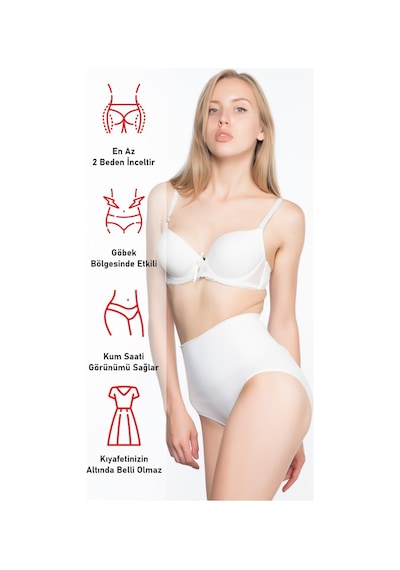 Beyaz Mı Emay 2021 Double Düşük Bel Slip Korse Beyaz
