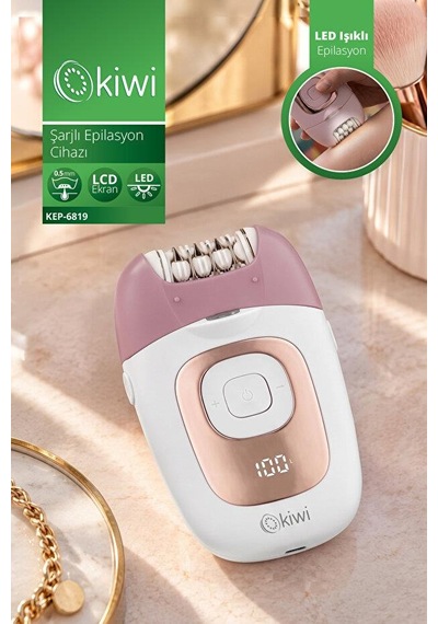 Kiwi Kep-6819 Şarjlı Epilasyon Cihazı Beyaz 18 Cımbız & Lcd Ekran & Led Aydınlatma