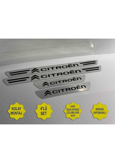 Citroen C4 İle Uyumlu Kapı Eşiği Koruyucu Ön - Arka 4'lü Set