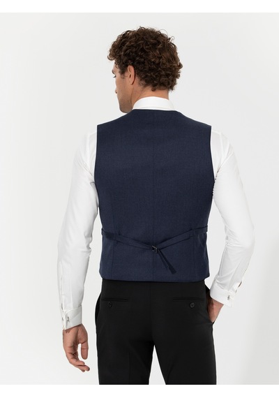 Cacharel Lacivert Slim Fit Yün Karışımlı Yelek