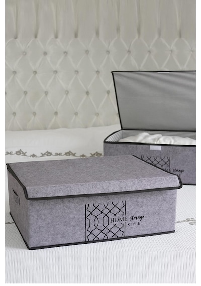 Keçe Kapaklı Çok Amaçlı Baza Kutu Gri 50x40x19cm
