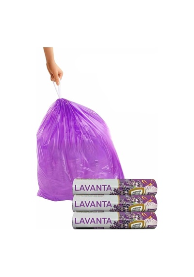 3 Rulo Büzgüllü Çöp Torbası Lavanta Kokulu 60 Lt 65x70 Cm