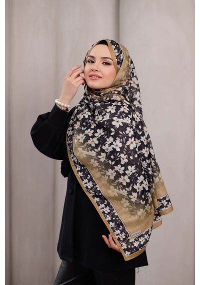 Mimiyum Flora Desen Soft Şal Latte