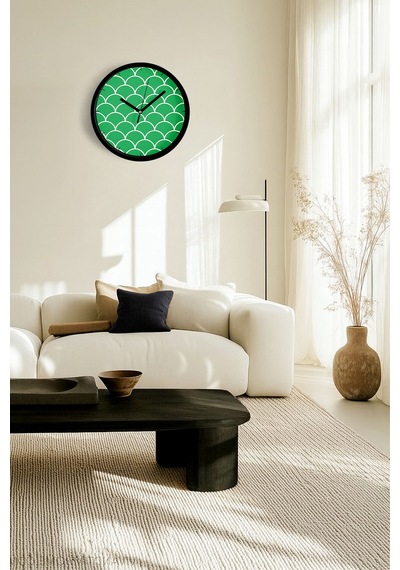 Soyut - Geometrik Temalı Modern Duvar Saati - 30cm - Önü Camlı Siyah Kasa - Sessiz Mekanizma-jh0299 Siyah