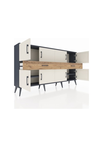Arges Konsol 4 Raflı 2 Çekmeceli 8 Kapaklı 176x30x99 Antrasit-ayt Antrasit-aytaşı/çam Arges Konsol 4 Raflı 2 Çekmeceli 8 Kapaklı 176x30x99 Antrasit-ayt Antrasit-aytaşı/çam