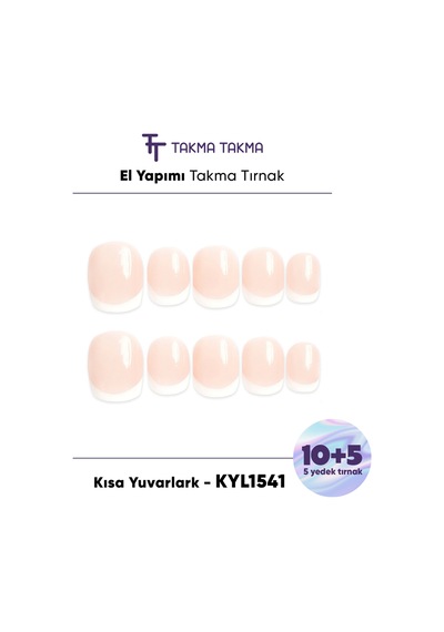 15'li Ten Rengi Kısa Yuvarlark Kylk1541fk 10'lu Tekrar Kullanılabilir El Yapımı Protez Takma Tırnak L