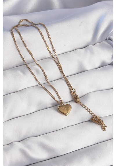 316l Çelik Gold Renk Kalp Model Love Kolye - Çok Renkli
