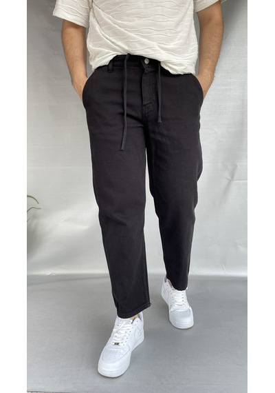 Yumuşak Denim Boyfriend Pantolon Siyah