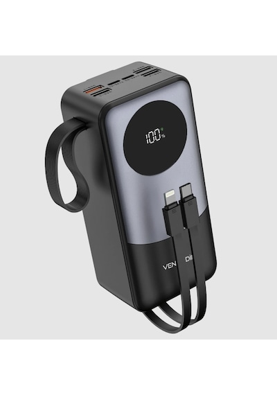 Venandin Opulix Pwb40a1 40.000 Mah Led Göstergeli 22.5w Hızlı Kendinden Kablolu Powerbank Siyah