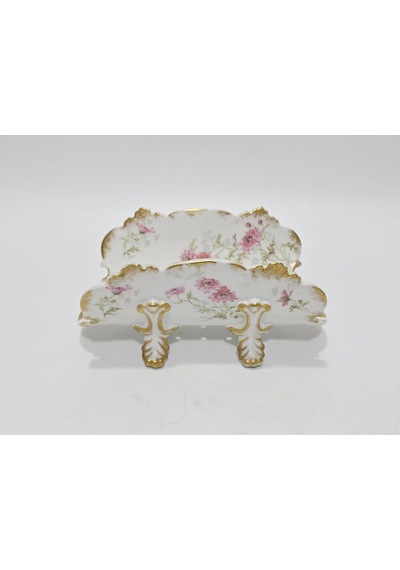 Gda Çiçek Desenli Porselen Kuşkonmaz Sunum Tabağı 22,5x13x10,5cm Çok Renkli