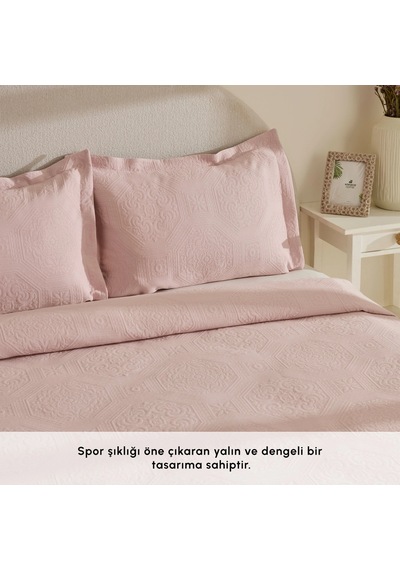 Karaca Home Oriana Çift Kişilik Yatak Örtüsü Takımı Pudra