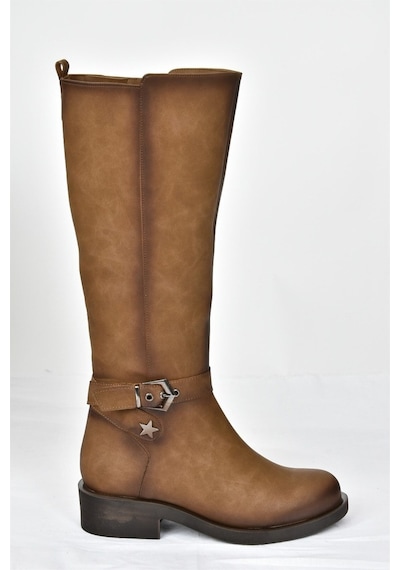 Fox Shoes Vizon Kısa Topuklu Günlük Kadın Çizme G674240109