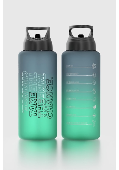 Renga Moly Çift Renk Yazı Desenli 1000 Ml Pipetli Mat Tritan Matara 912117 Siyah-petrol Siyah
