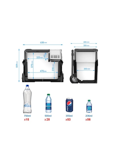 Acopower Px40 12/24/220volt 40litre Kompresörlü Tekerlekli Outdoor Oto Buzdolabı Akü Dahil Değildir