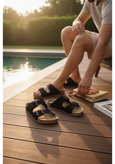2236-look Life Unisex Çift Tokalı Ultra Hafif Havuz,plaj Ve Günlük Kullanıma Uygun Terlik Siyah