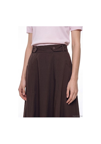 Lcw Modest Kahverengi Beli Lastikli Gabardin Kloş Etek
