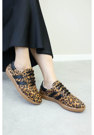 Fast Step Hakiki Deri Kadın Casual Ayakkabı 182za2324 Leopar Kahverengi