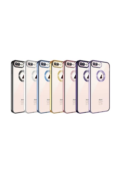 Zore İphone 8 Plus Kılıf Kamera Korumalı Logo Gösteren Nvth Omega Kapak - Siyah
