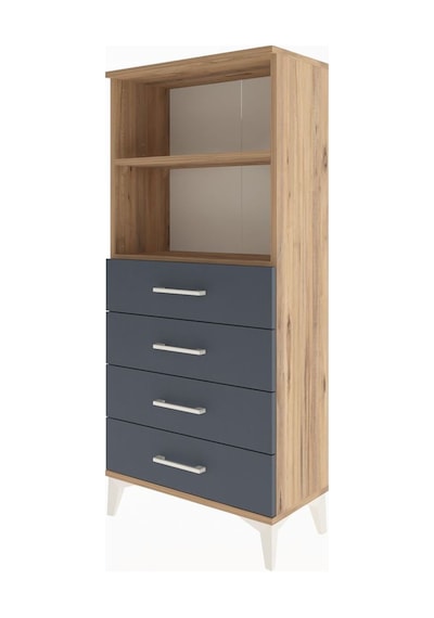 Arges Dolap 2 Raflı 4 Çekmeceli 60x30x134 Çam-antrasit Atlas Çam