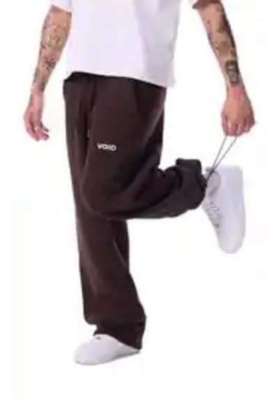 Feville 3 İplik Şardonlu Ayarlanabilir Paça Baggy Unisex Eşofman Altı Kahverengi