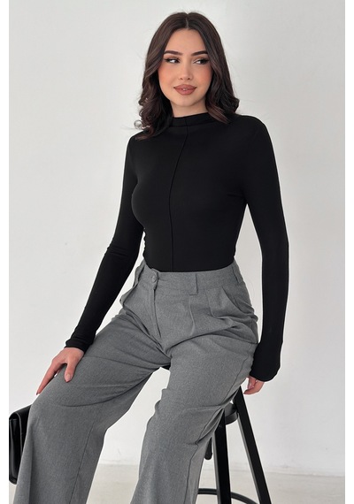 Noa & Noa Kadın Dikiş Detaylı Fit Bluz White Line Siyah