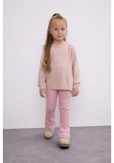 Defacto Kız Bebek Açık Pembe Bisiklet Yaka Basic Düz Triko Kazak X8187A224AUPN262 Pembe