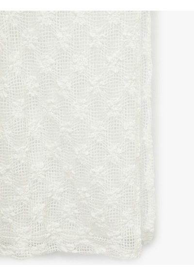 Koton Slim Fit Yüksek Bel Yırtmaçlı Dantel Kalem Etek Ekru 6sal70006ık