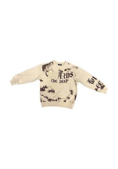 Carinos Erkek Çocuk Batik Desenli Coward Yazılı Sweatshirt-14847 Bej