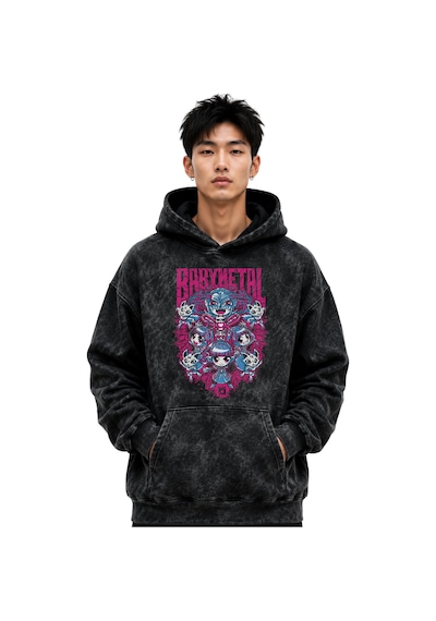 Sevbano Babymetal Rock Metal Müzik Grubu Baskılı Unisex Oversize Premium Siyah