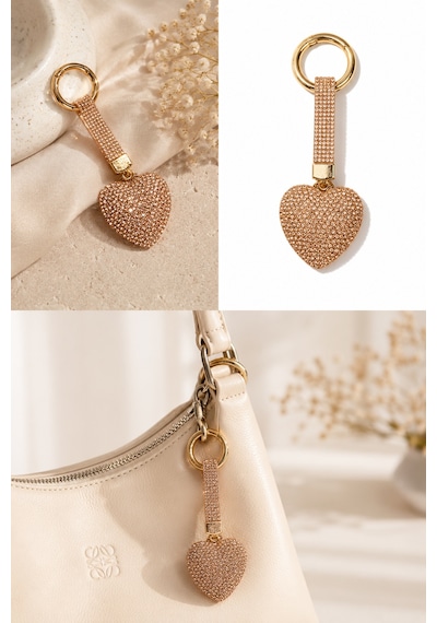 Kalpli Taşlı Luxury Çanta Charmı Gold Kristal Bag Charm
