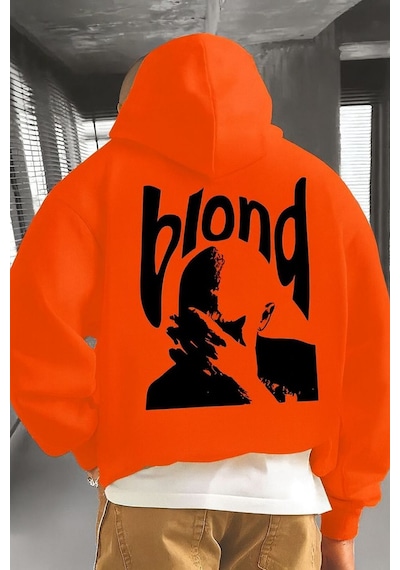 Benroma 3 İplik Penye Blond Baskılı Ünisex Kapüşonlu Sweat Çok Renkli