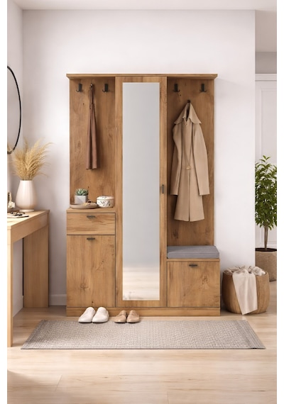 Harmony Partmanto Vestiyer Ayakkabılık 106x190x39 Cm - Modern Tasarım Kahverengi