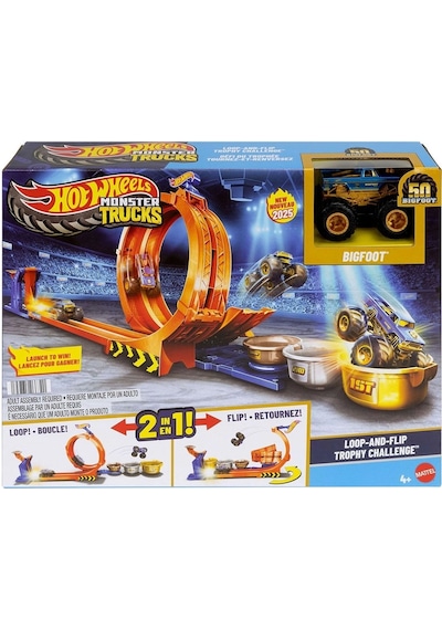 Jbx64 Hot Wheels Monster Trucks Döngü Ve Takla Bigfoot Oyun Parkuru Çok Renkli