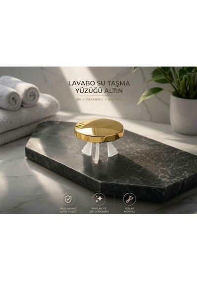Lavabo Su Taşma Yüzüğü Parlak Altın