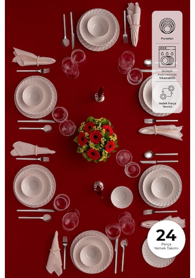 Emsan Arina 24 Parça 6 Kişilik Yemek Takımı Beyaz