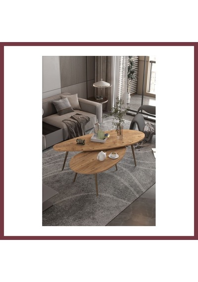 Storeşahin Elips Orta Sehpa Seti Suntalam Kahverengi 116x46 Shn0720