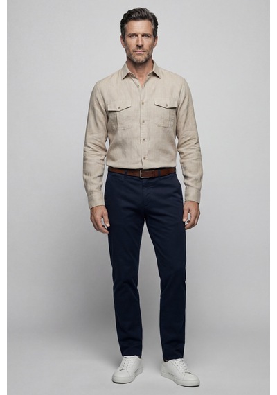Bisse Regular Fit Paşa Yaka Spor Pamuk Kahve Erkek Gömlek Gm23k232050 D11