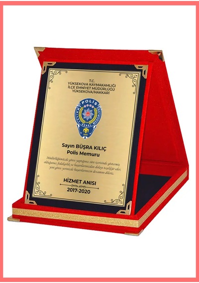 Polis Teşekkür Plaketi Kişiye Özel Emniyet Hizmet Anısı Plaketi