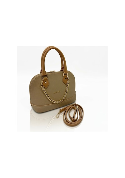 Just Polo Kadın Zincir Detaylı Lüks El & Omuz Çantası Ve Cüzdanı Kombin Shopper Ebat : 25x22 Cm Krem - Camel 93833165