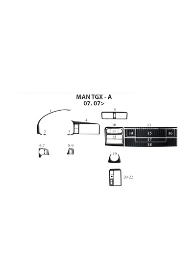 Man Tgx-torpido Kaplama 2007 22 Parça Siyah Karbon