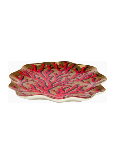 Jonathan Adler Sirena Coral Porselen Dekoratif Tepsi Kırmızı-gold