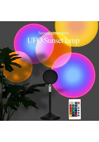 Kyrotech Rgb Sunset Gün Batımı Projektör, 16 Renk Modlu, Led Ambiyans Işığı, Hd Kristal Lens, 360 Döner Başl