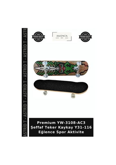 Premium Yw-3108-ac3 Şeffaf Teker Kaykay Y31-116 Eğlence Spor Aktivite