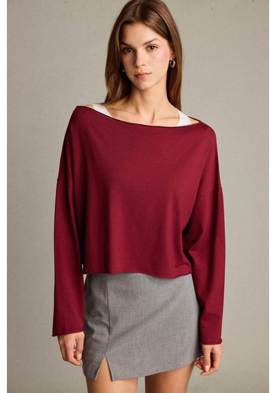 Defacto Regular Fit Kayık Yaka Modal Sweatshirt G3333ax25wnbr229 Bordo