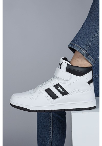 Jump 28504 Yüksek Bilekli Beyaz - Siyah Erkek Sneaker Günlük Spor Ayakkabı Beyaz - Siyah