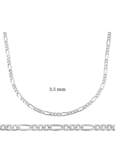 3.5 Mm Gümüş Figaro Zincir - 100 Mikron Sl3344