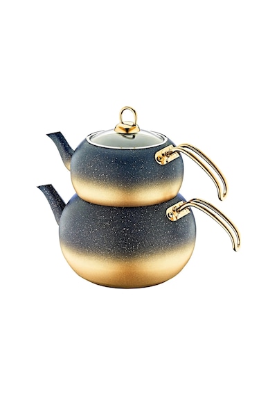 8210 Granit Küre Çaydanlık L Boy Cam Kapak-gold Gold - Siyah