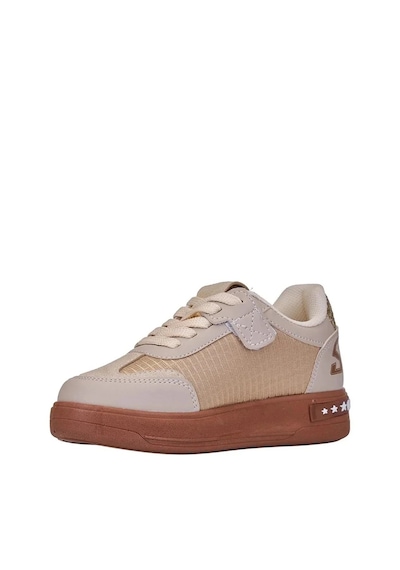 Zacoz Kız Çocuk Simli Yıldız Detaylı Bağcıklı Günlük Sneaker Spor Ayakkabı Bej